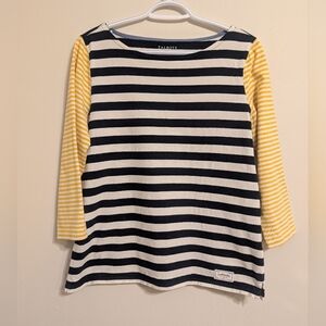 Talbots Authentic Classic Stripe Boatneck Top - Blue, White & Yellow - Size M